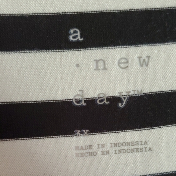 A New Day Black And Cream Stripe Sheath Dress Casual Crew Neck Short Sleeve - Picture 3 of 7